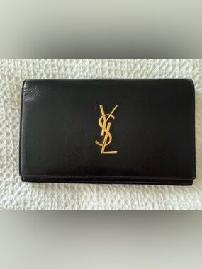 Saint Laurent Black Patent Leather with Gold YSL Emblem